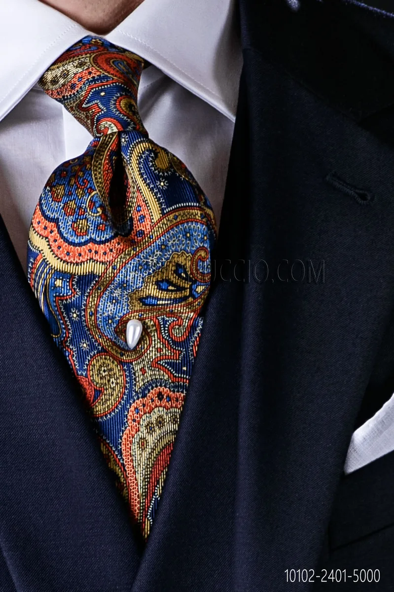 Cravatta pura seta jacquard blu