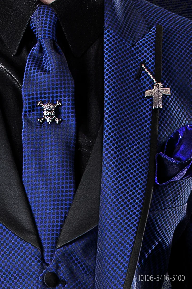 Schmale Krawatte mit Mikromuster in Schwarz und Blau