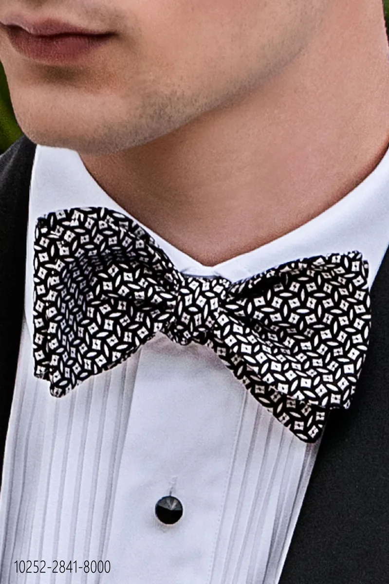 Nœud papillon à nouer en pure soie avec micro-motifs
