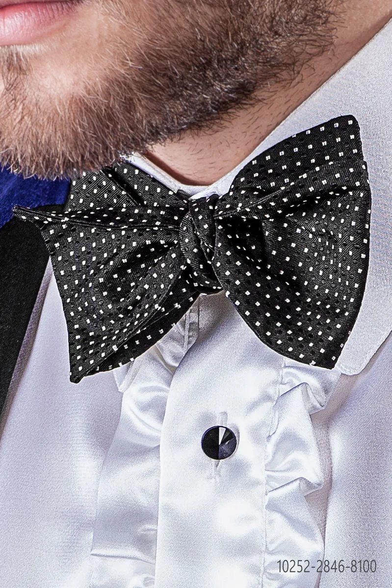 Papillon da annodare in seta nero con pois