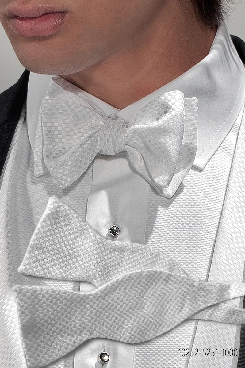 Nœud papillon à nouer motif damier blanc