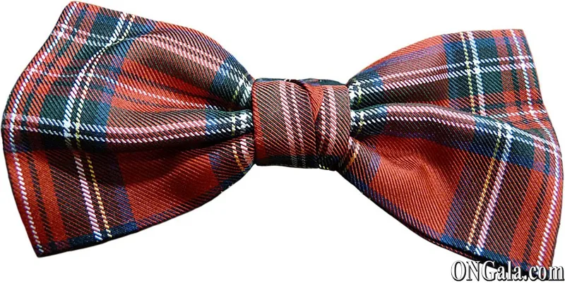 Gebundene Fliege aus Seide mit rotem Tartan