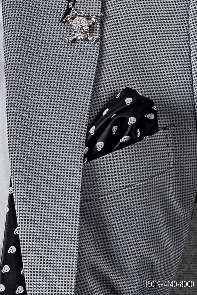 Pañuelo negro con calaveras blancas