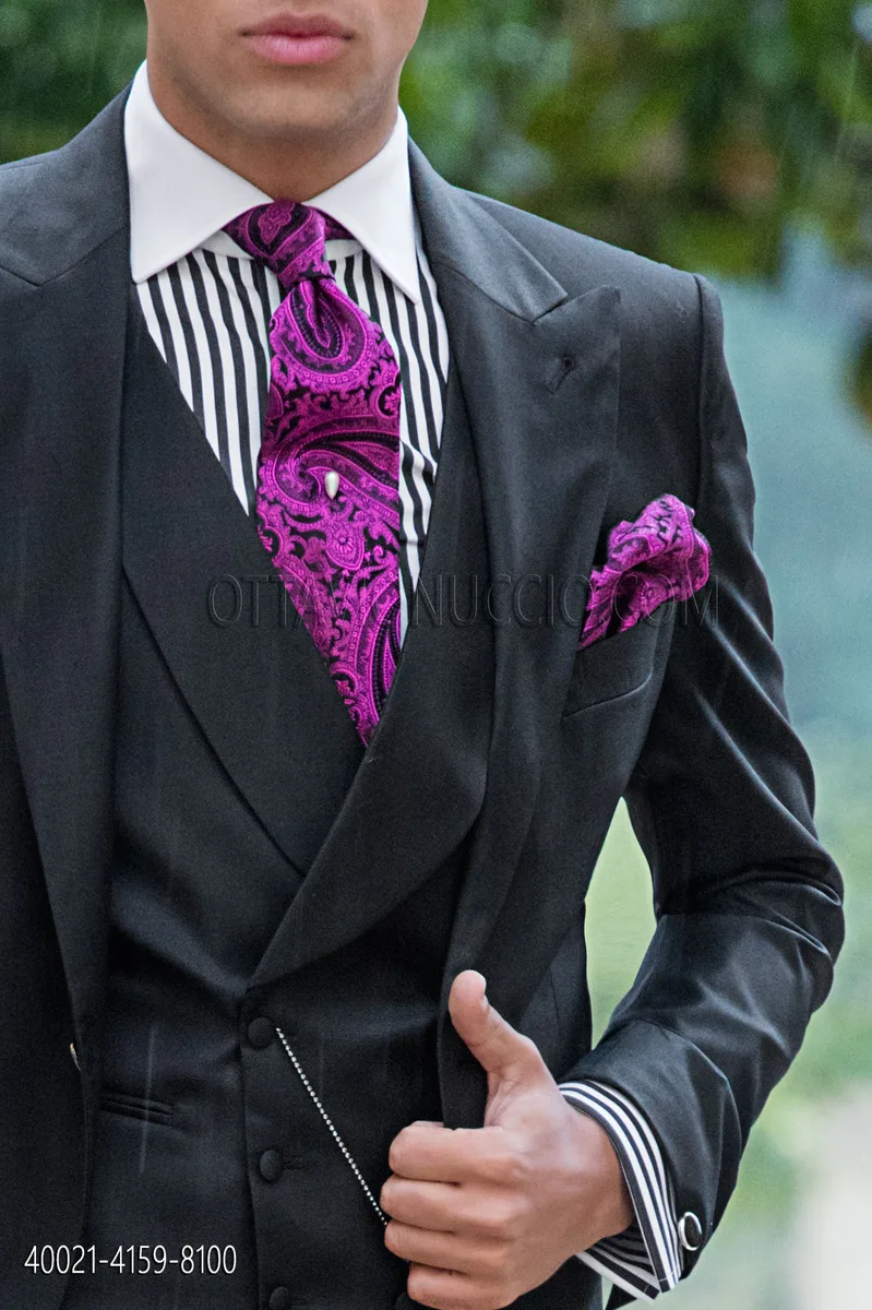 Camicia cotone bianco righe nere collo a contrasto