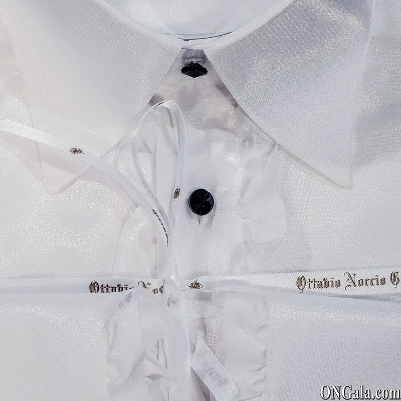 Camicia lurex bianca con volant