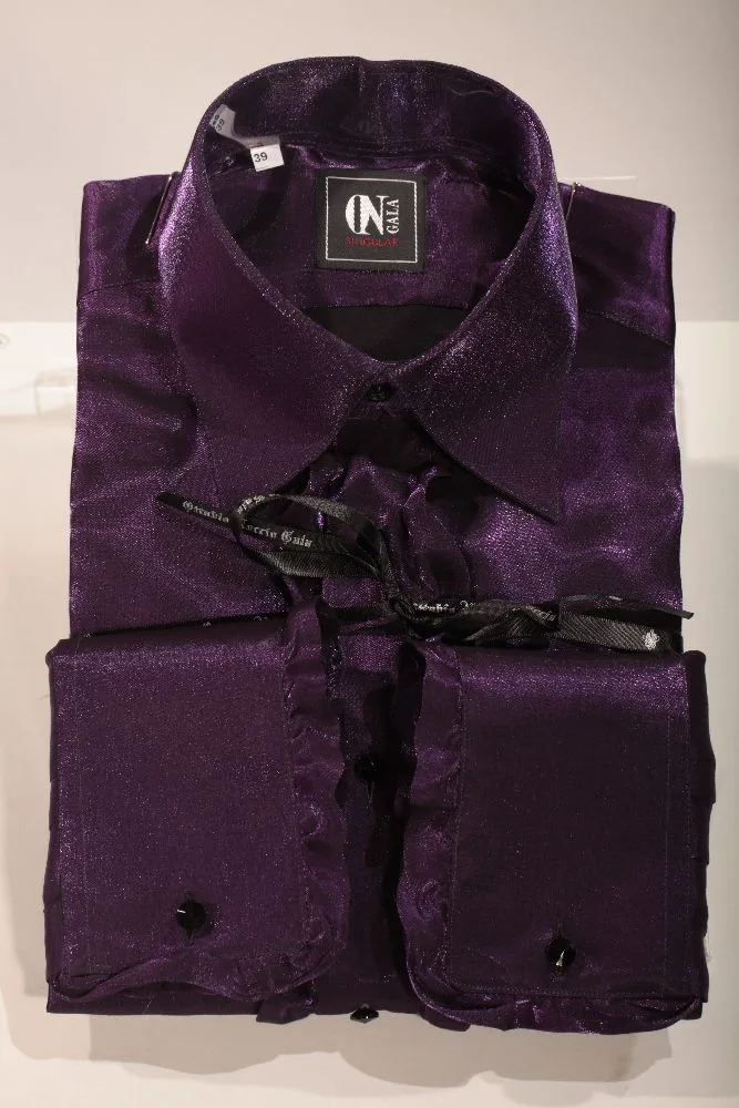 Camicia lurex rosso con volant