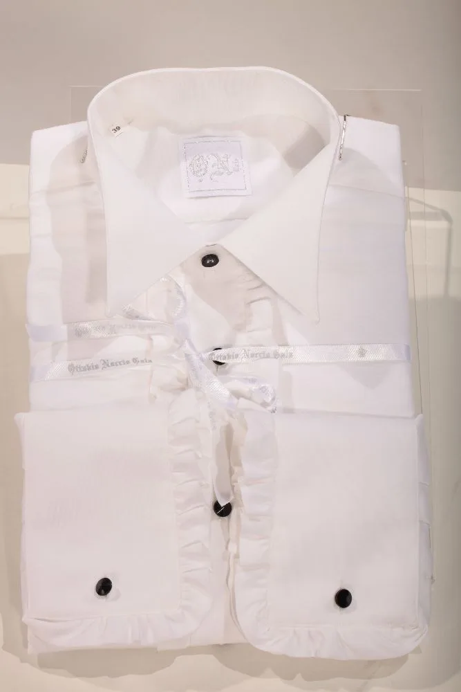 White microfibre shirt with frill