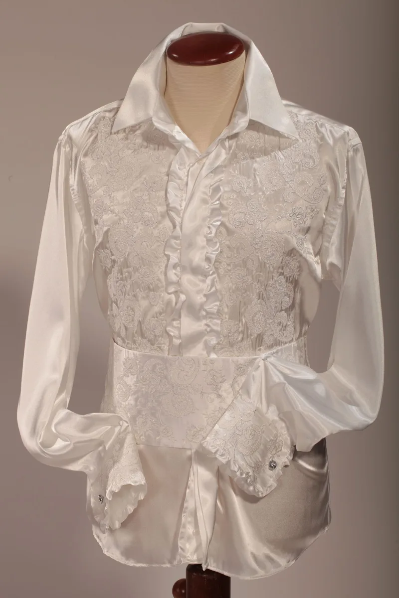 Chemise blanche à col classique brodée