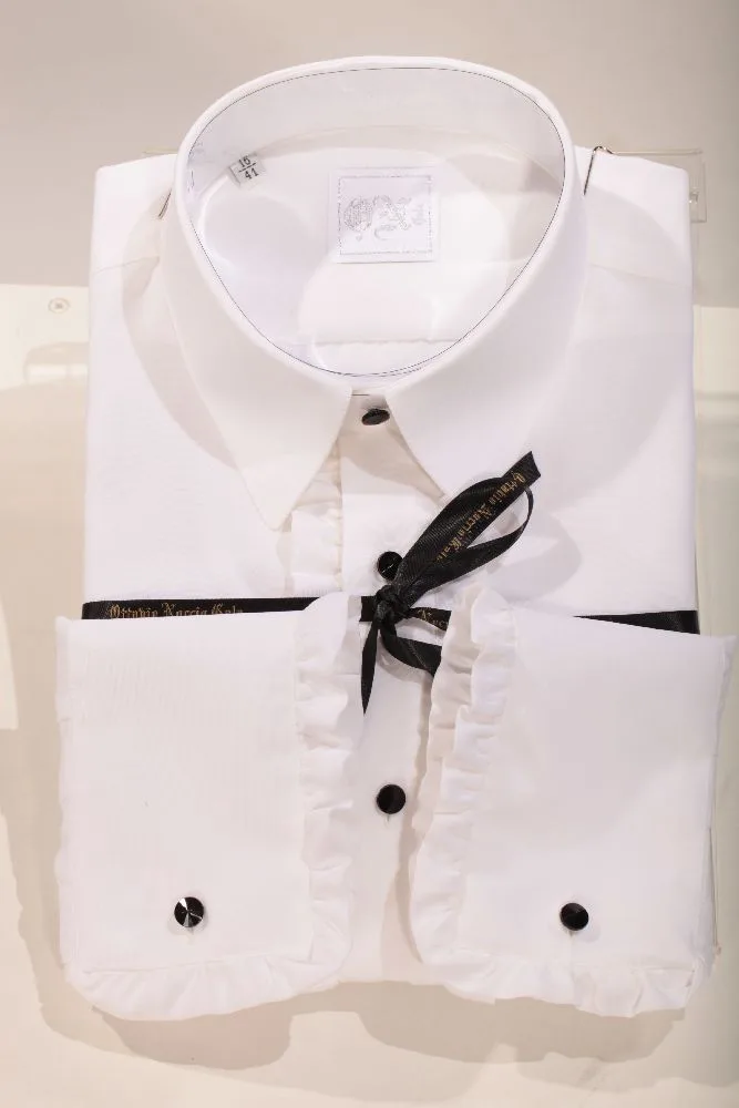 Camicia in microfibra bianca con volant