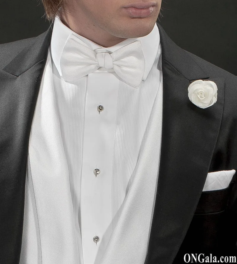 Camicia Tuxedo bianca in cotone con pettorina in piqué