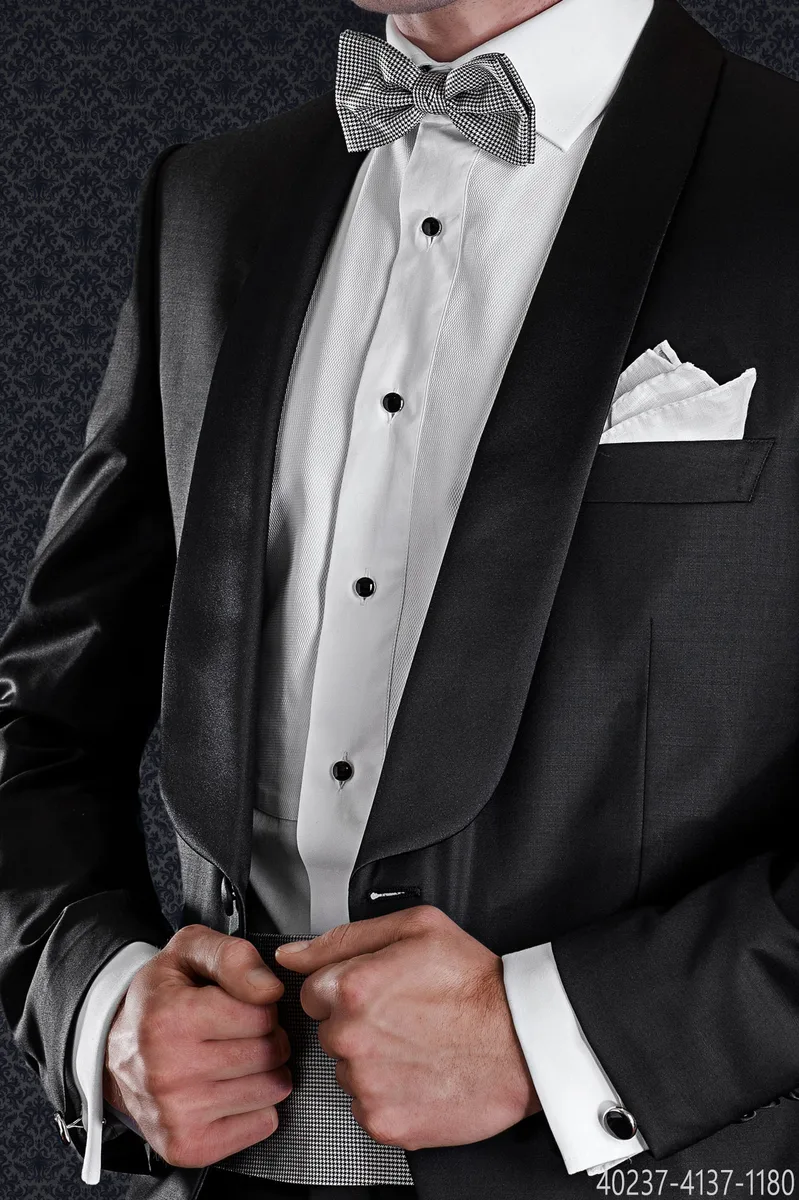 Camicia bianca Tuxedo in cotone con pettorina in piqué