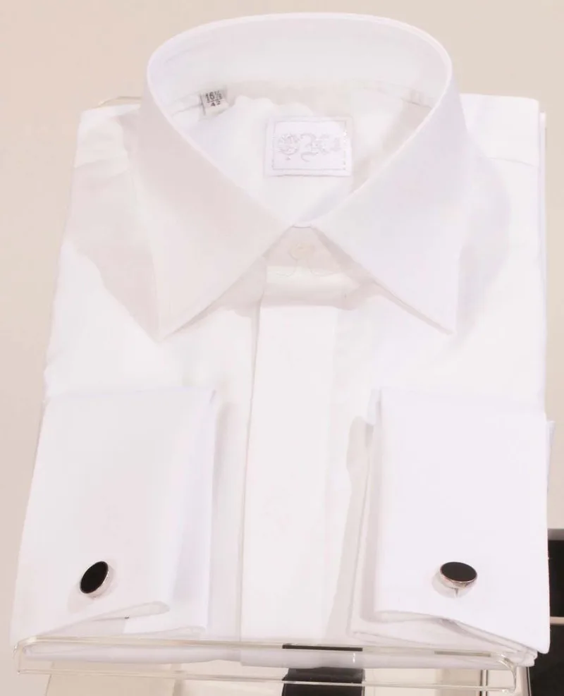 Camicia bianca in misto cotone con doppio polso