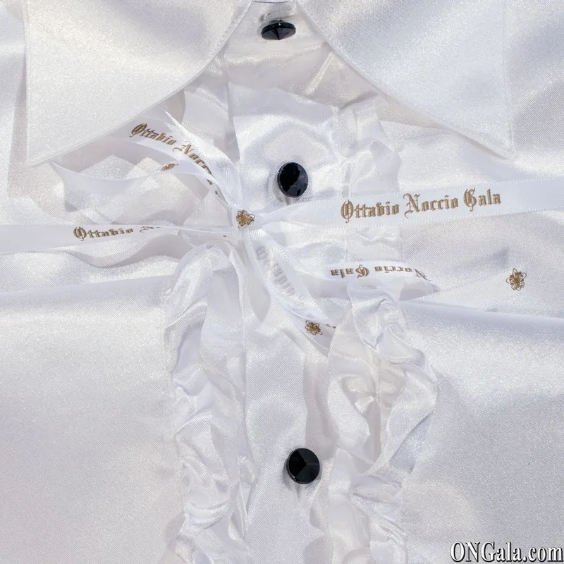 Camicia in raso bianca con volant