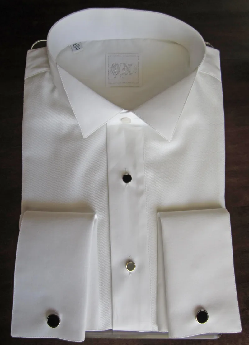 Chemise blanche Tuxedo col cassé en coton avec plastron en piqué