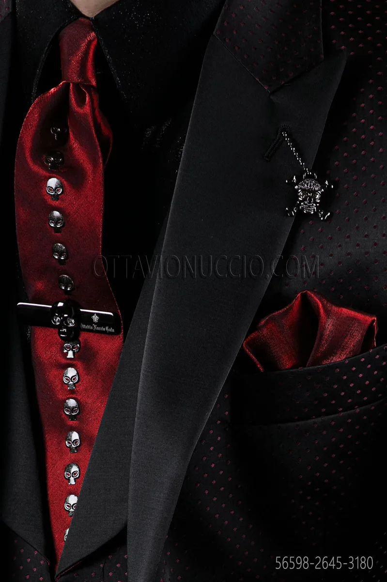 Cravatta e Fazzoletto in lurex rosso