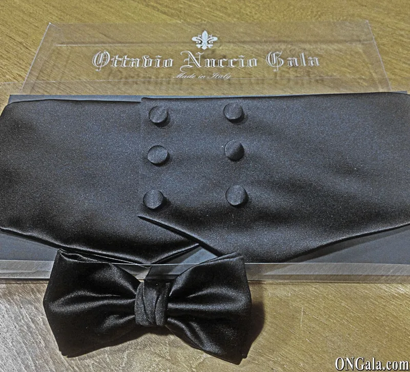 Ceinture de smoking et nœud papillon noirs en satin