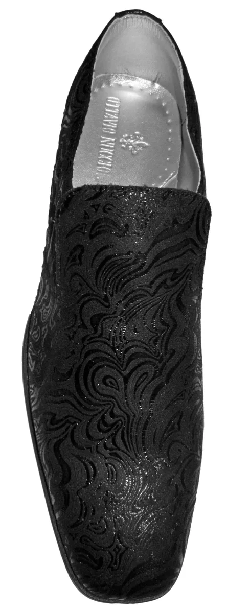 Slipper aus schwarzem Damaststoff