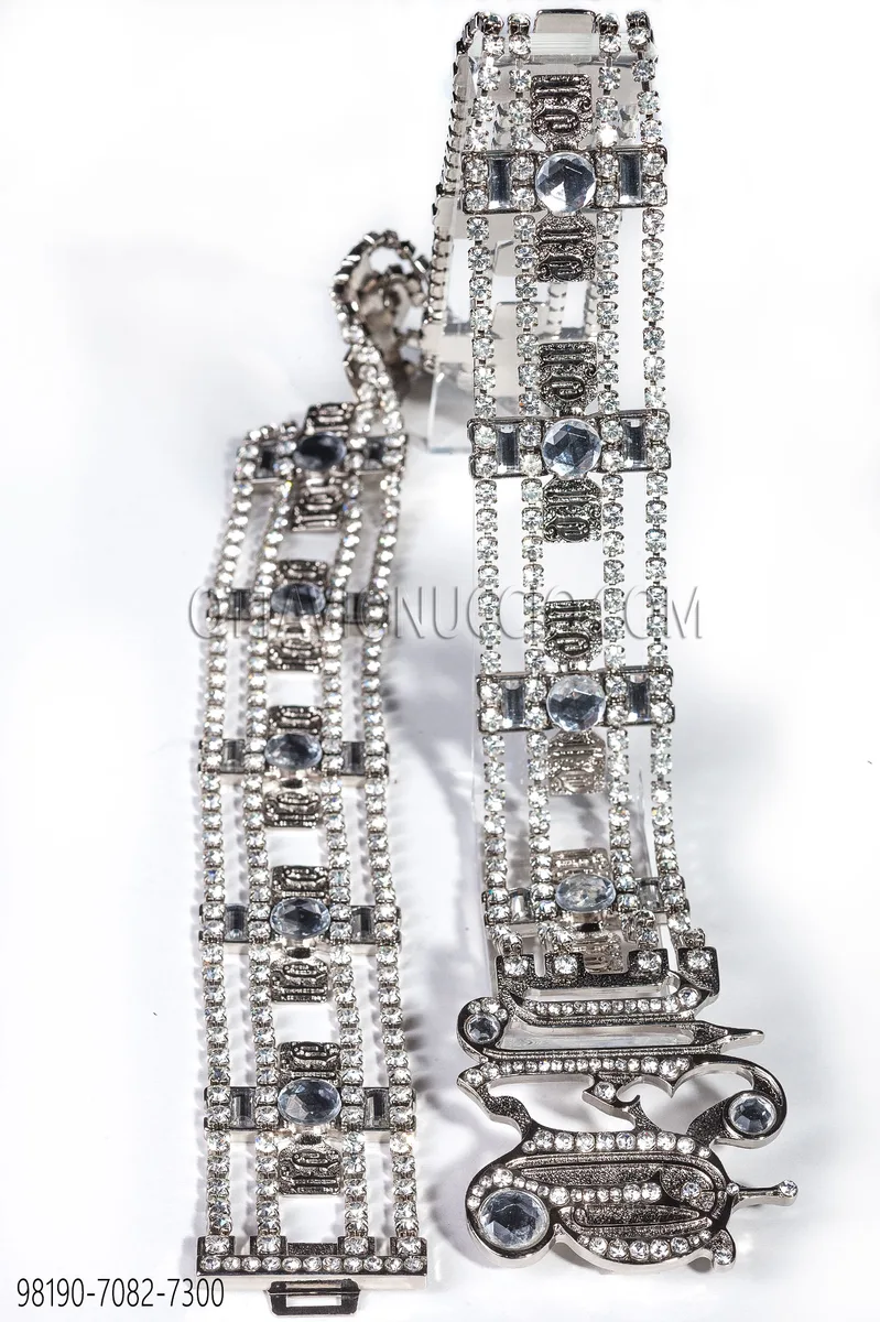 Metallgürtel mit Strass und Nickel-Finish
