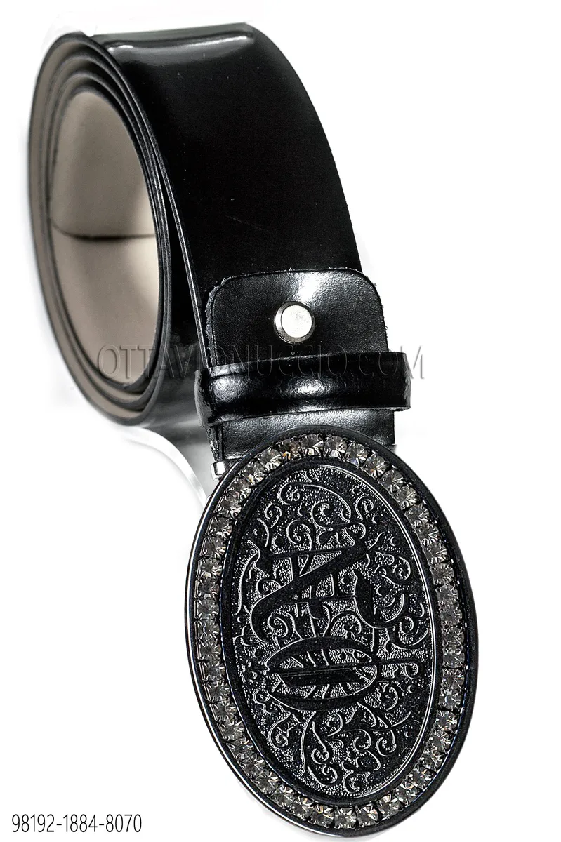 Ceinture en cuir noir avec boucle fumé