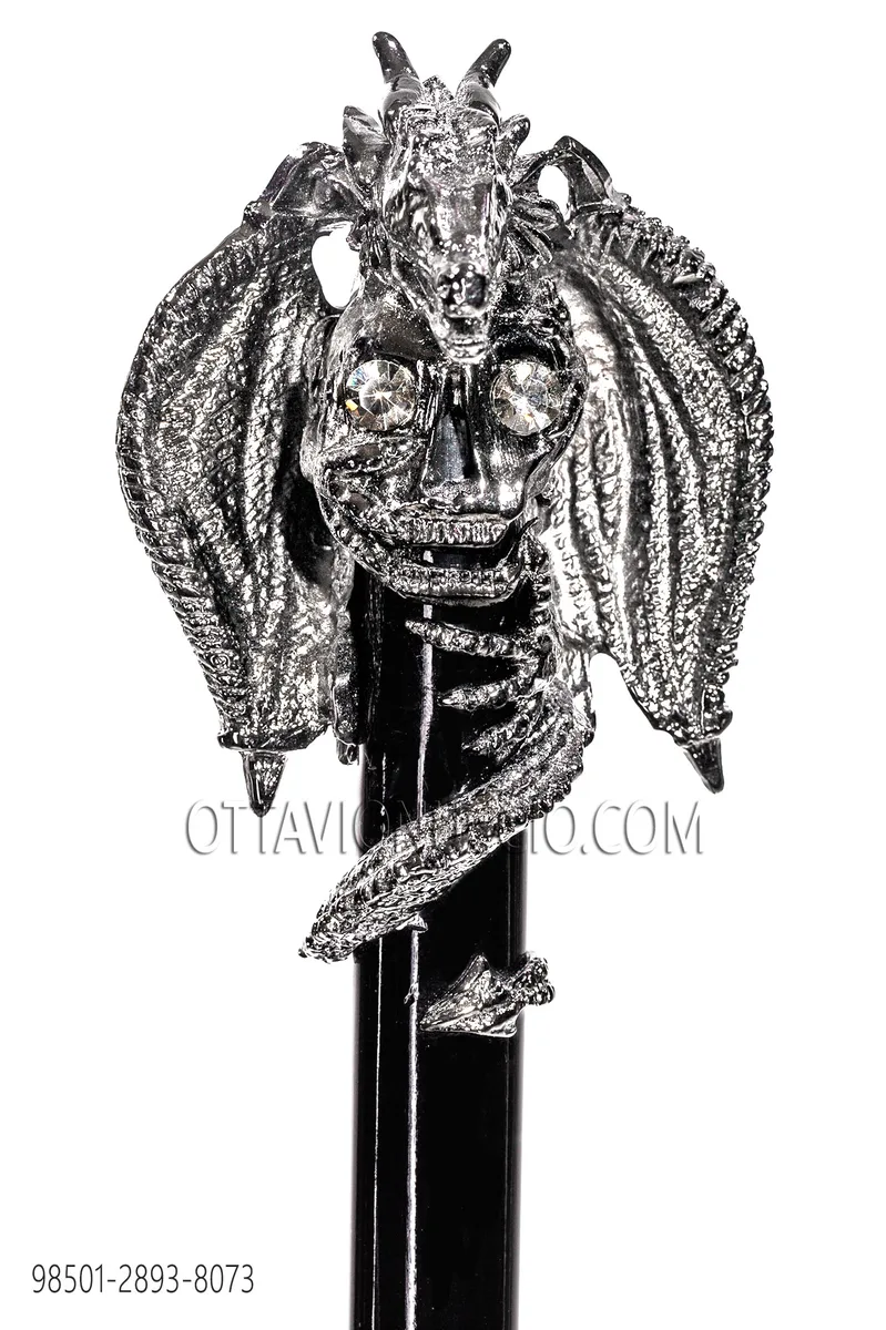 Bastone nero forma drago nichel