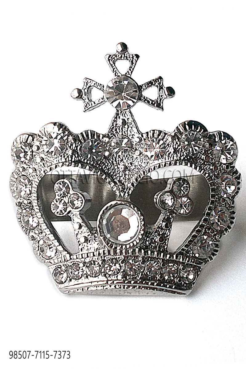 Crown knot holder in nickel with crystal rhinestones