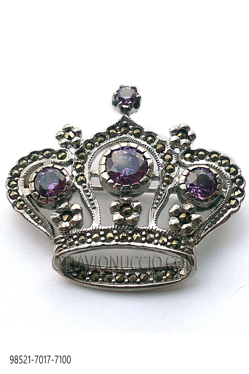 Spilla corona placcata in argento