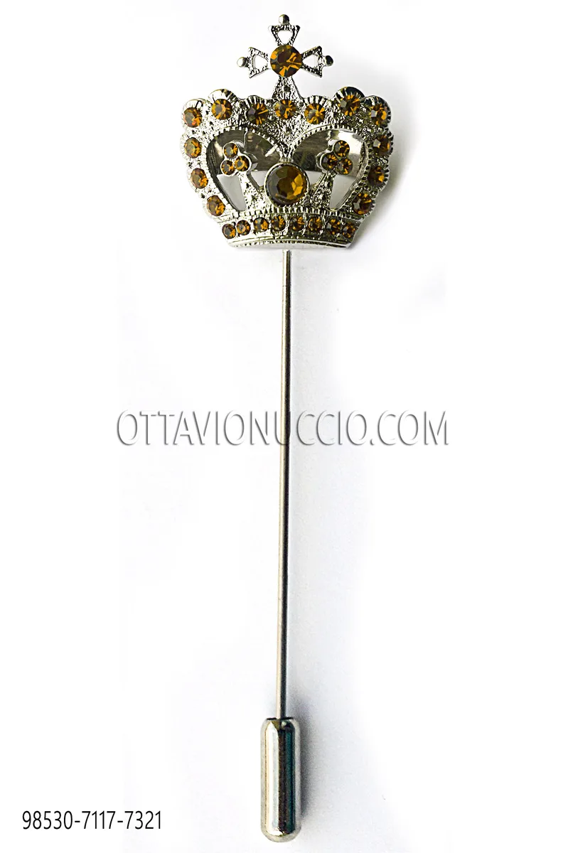 Spillone corona argento con strass topazio