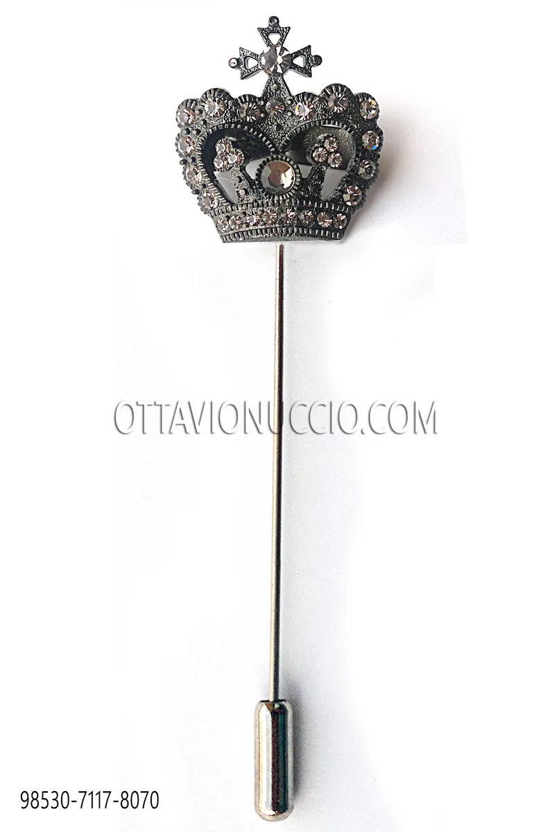 Spillone corona con strass fumé