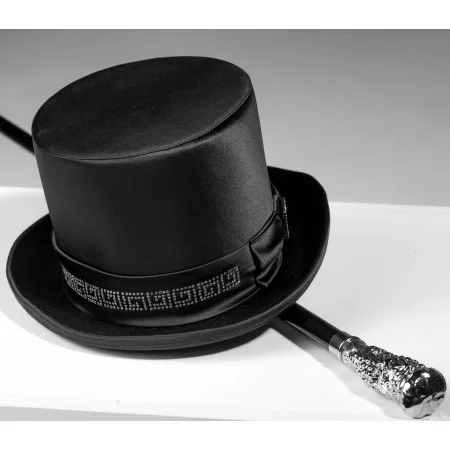 Cilindro in raso nero con strass