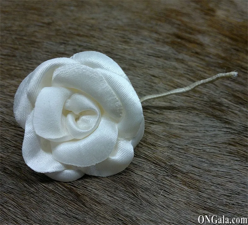 Flower in natural white satin