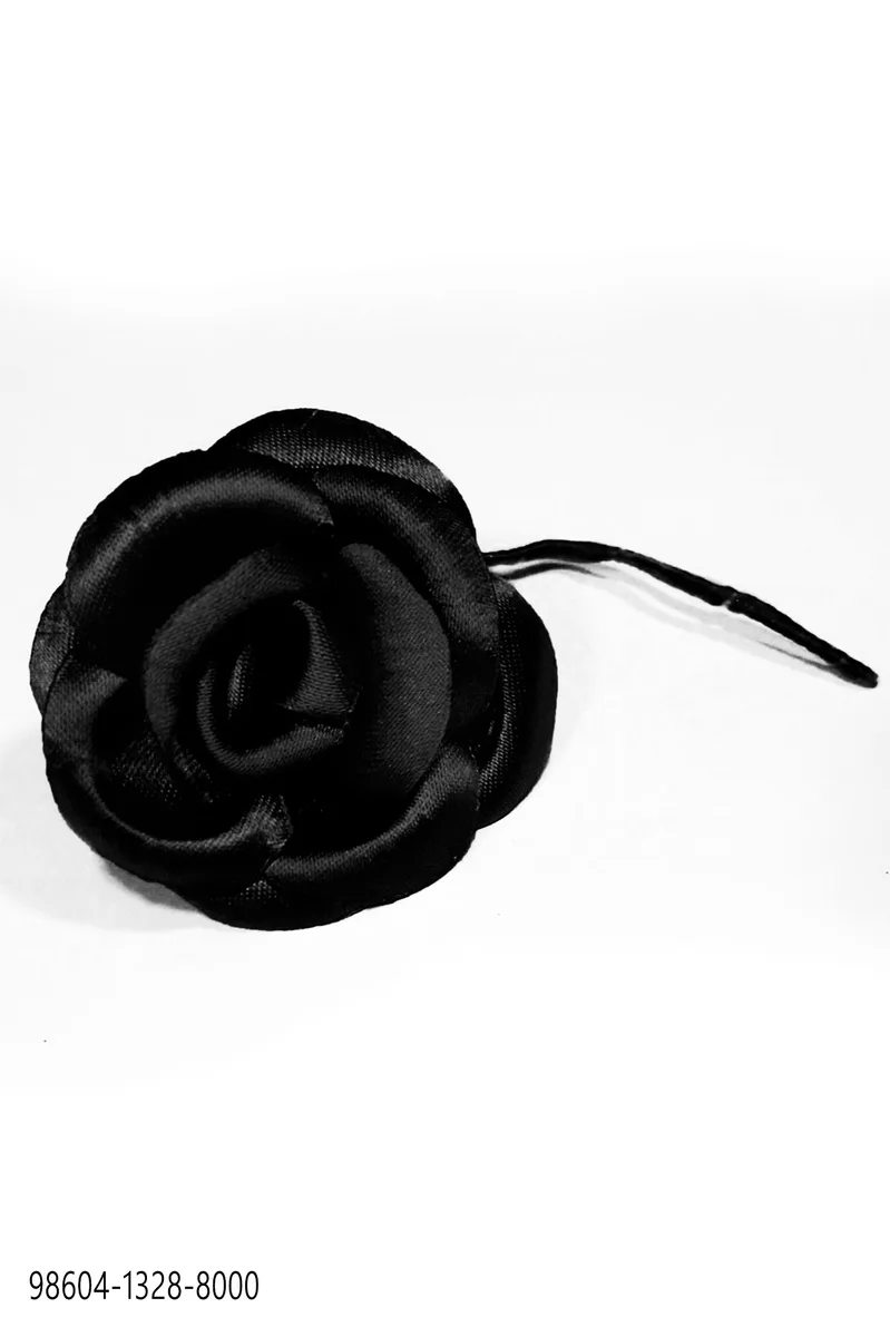 Ansteckblume, schwarz, aus Satin