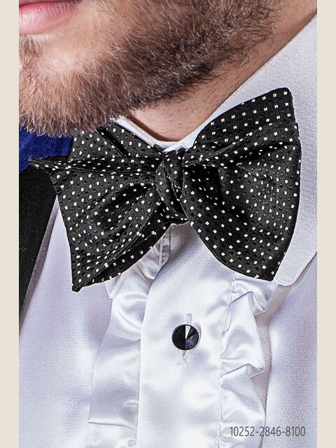 Papillon da annodare in seta nero con pois