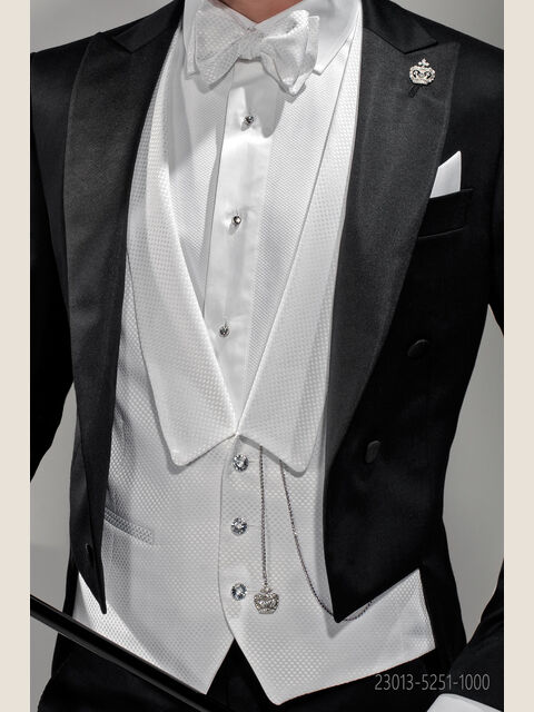 Gilet sciallato bianco microdisegno damier
