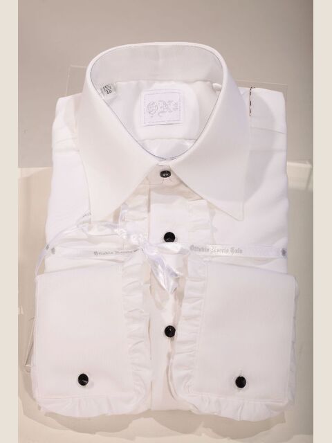 Camicia con volant in microfibra bianca