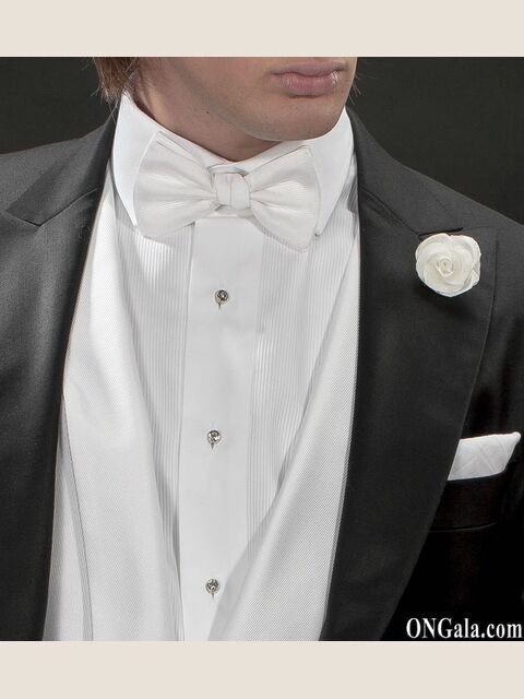 Camicia Tuxedo bianca in cotone con pettorina in piqué