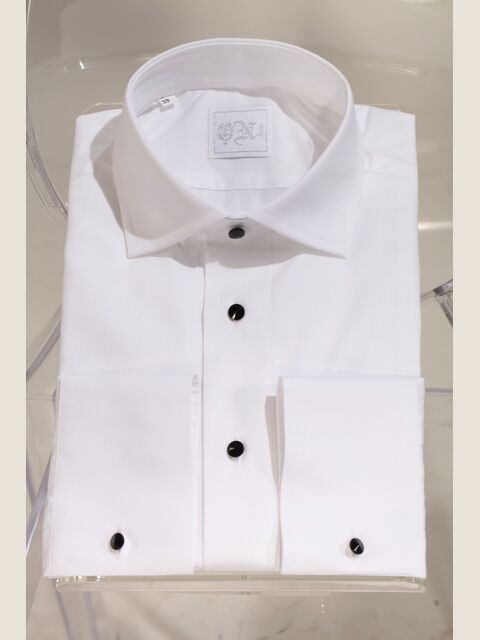 Camicia bianca Tuxedo in cotone con pettorina in piqué