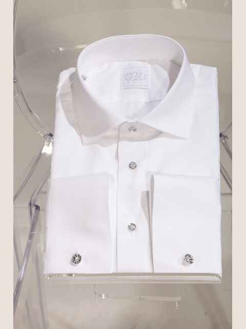 Camicia bianca Tuxedo in cotone con piqué