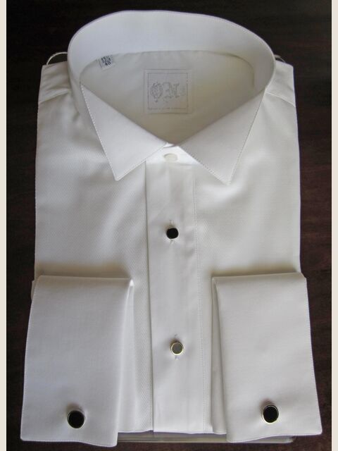 Camicia bianca Tuxedo diplomatica in cotone con pettorina in piqué