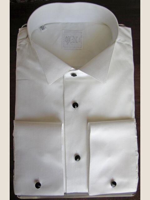 Camicia bianca Tuxedo diplomatica in cotone con piqué