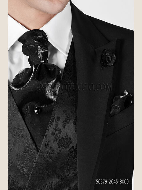 Cravattone e fazzoletto in lurex nero