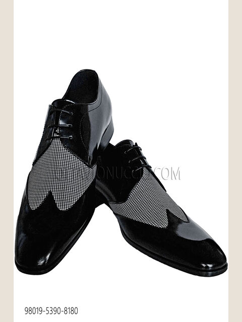 Scarpa allacciata bicolore nero-pied de poule