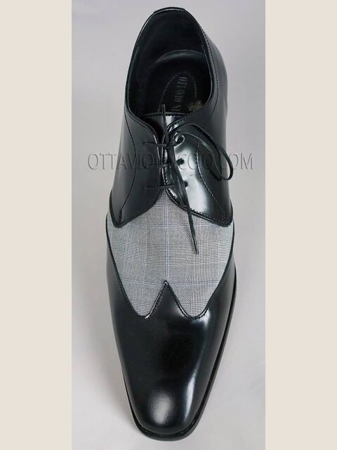 Scarpa allacciata bicolore nero-principe di Galles grigio