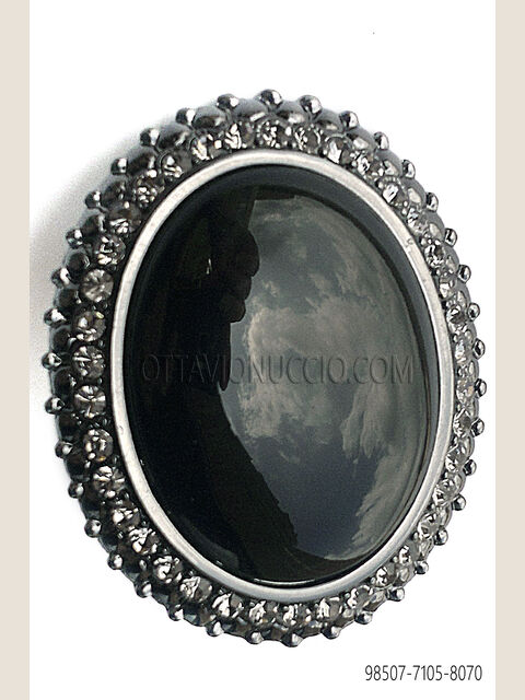 Fermanodo con cammeo nero e strass fumé