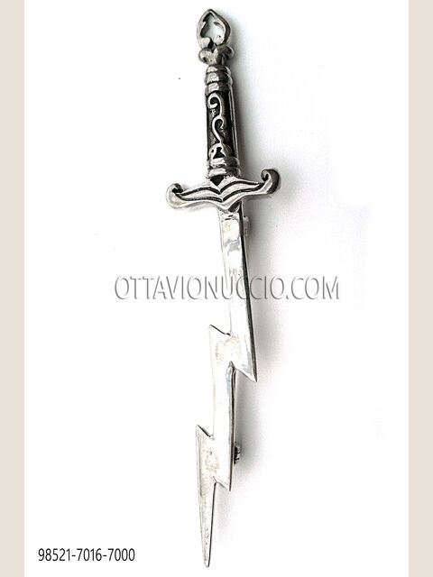 Spilla spada placcata in argento fumé