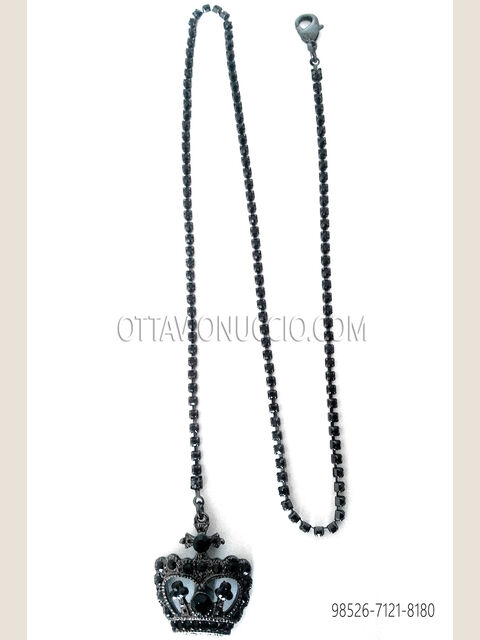 Catenina con pendente corona argento fumé