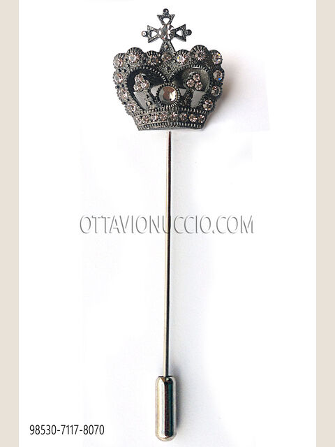 Spillone corona con strass fumé