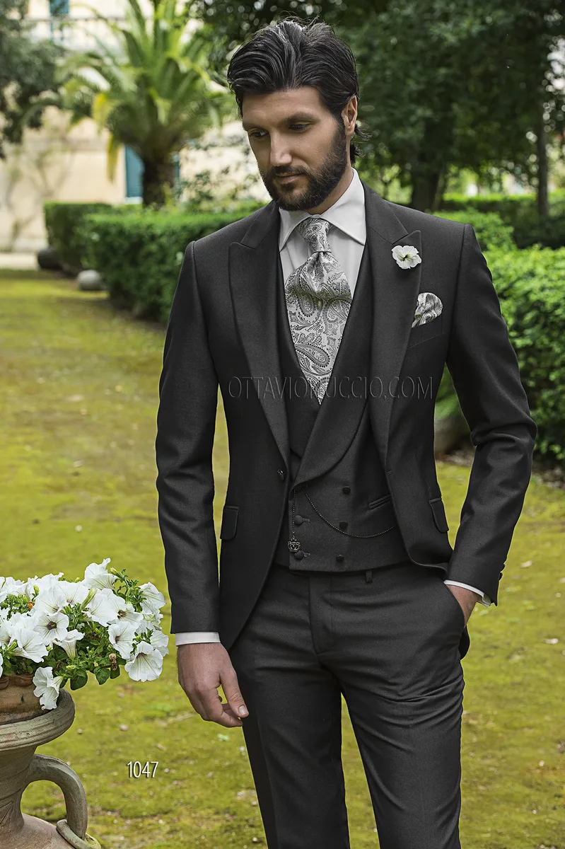 Abito da sposo uomo Demi-Tight grigio antracite 1