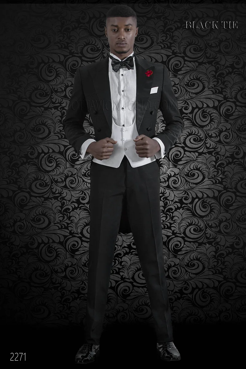 Frac nero stile moderno da matrimonio | Abito uomo elegante 1
