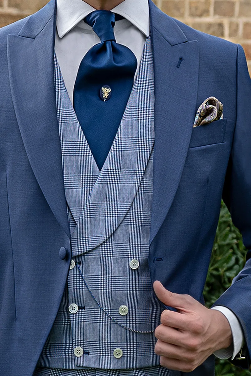 Tight sposo blu royal abbinamenti principe di Galles al tono 2