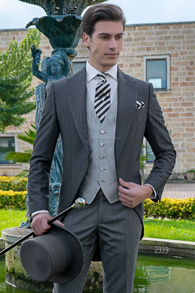 Tight da matrimonio uomo stile inglese, misto lana grigio 1